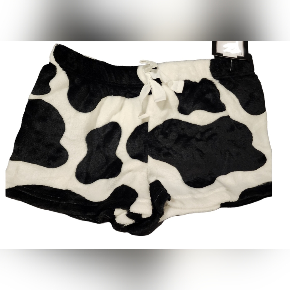 NWT FUZZY COW PRINT PJ SHORTS